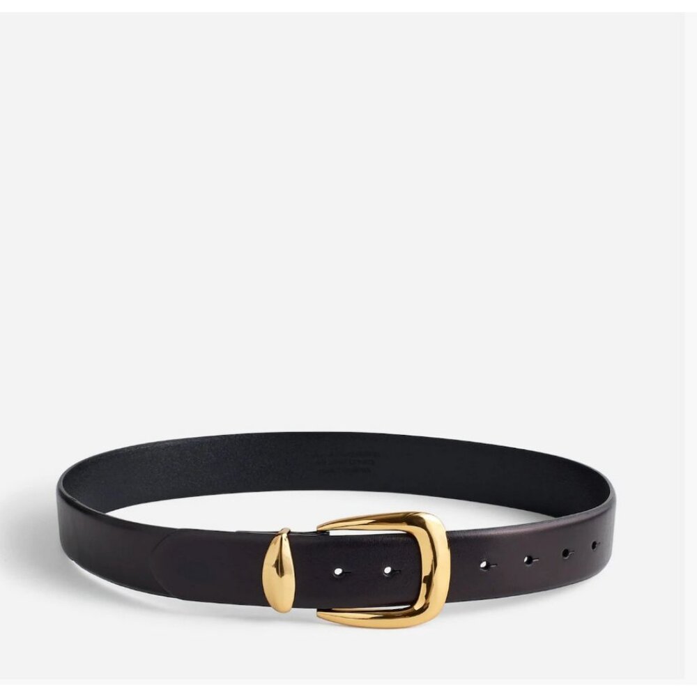 Madewell Dark Brown Belt with Gold Buckle
